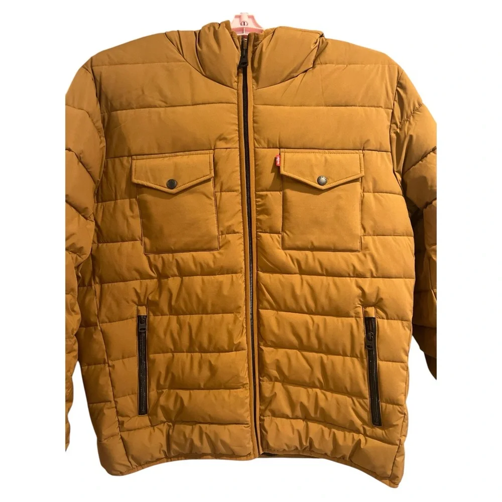 Levi's Men's Strech Hooded 2 Chest‎ Pocket Puffer Quilted Jacket Size XL